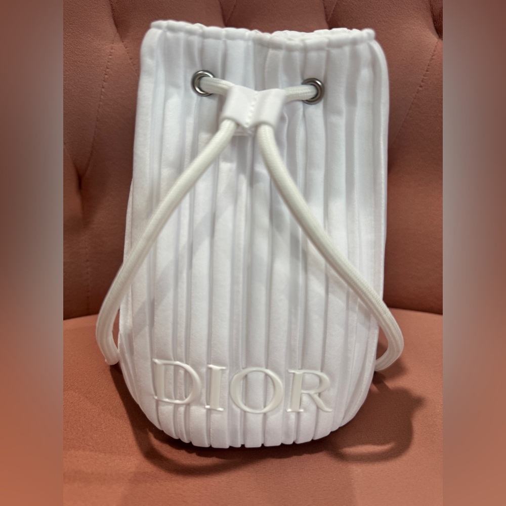 Dior White Pleated Mini Bag
